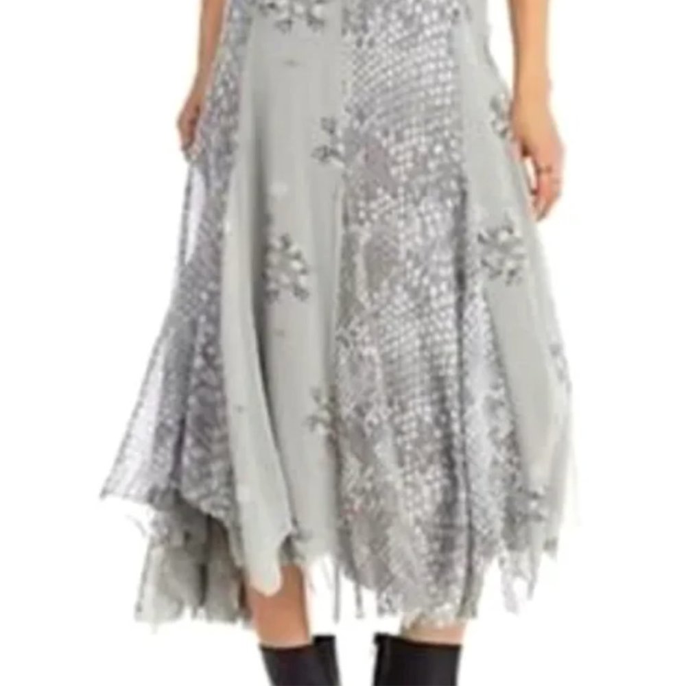Free People handkerchief skirt gray floral M